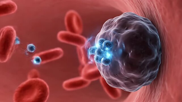 Neutrophil Extravasation Animation Inside Blood Vessel With Red Blood Cells For Medical