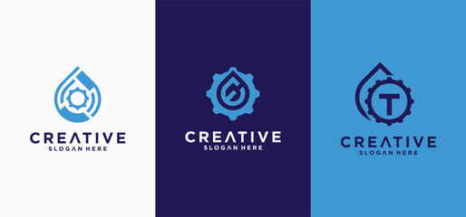 Mechanic logo set, Modern Automotive Engineering Logo Concept