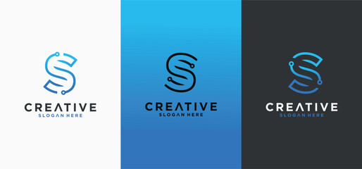 S-Tech Innovation, Modern Technology Lettermark Logo Concept.