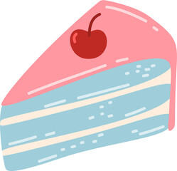 sweet pastel cake slice with cherry