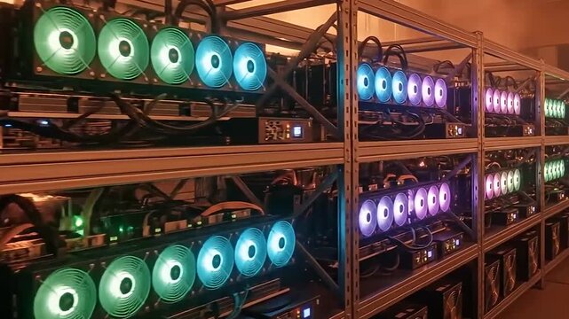 Cryptocurrency mining farm gpu blockchain data center digital currency technology