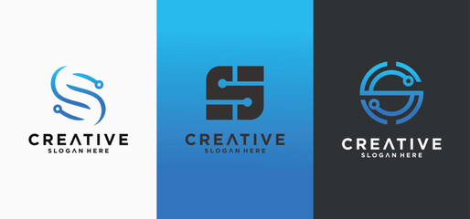 S-Tech Innovation, Modern Technology Lettermark Logo Concept.