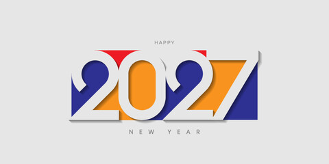 Happy new year 2027 design concept, Happy NewYear Greeting Card Number. Happy new year 2027 cover design, for banners, posters, backgrounds and greetings