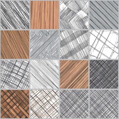 A grid of 16 abstract squares, each with unique textured patterns
