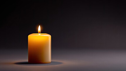 Warm Illuminated Candle Glowing in the Dark with Flickering Flame Creating a Calm and Serene Atmosphere for Relaxation or Meditation