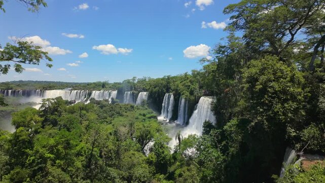World's Most Awe-inspiring Natural Wonders - Iguazu Falls Along The Border Of Argentina And Brazil. Aerial Pullback Shot