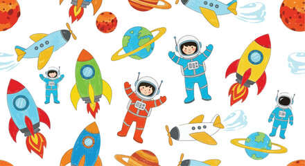 Space Adventure: Kids Exploration Pattern Design  © Teguh