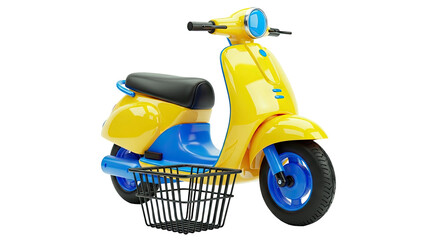 Obraz premium Yellow and Blue Scooter with Front Basket