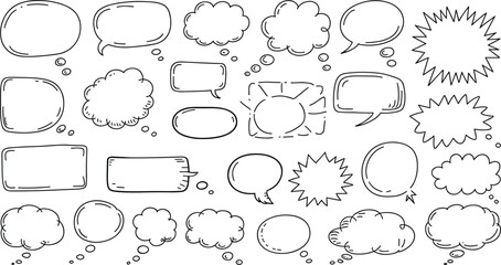 Fototapeta premium Hand drawn collection of various speech and thought bubble shapes speech bubble comic