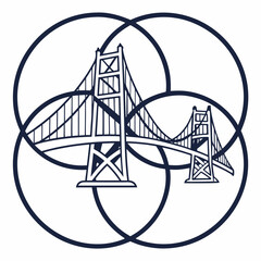 Geometric Bridge Style Emblem Using Stacked Arcs