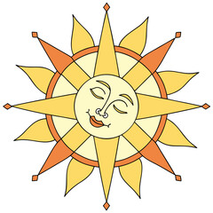 Radial Minimal Sun Emblem from Block Segments