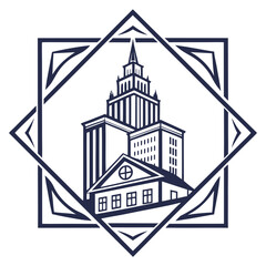 Abstract Skyline Emblem in Geometric Real Estate Design