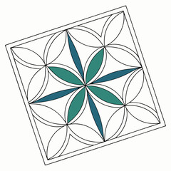 Green Square Grid Logo with Rotated Triangles