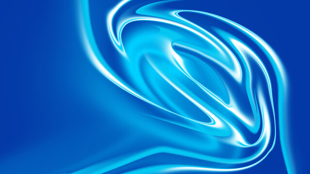 Abstract dynamic blue liquid swirl background with bright white glowing curves suggesting motion and fluid energy for digital wallpaper or design concepts