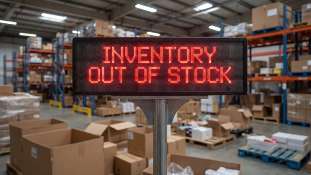  Inventory out of stock warehouse management crisis showing supply chain disruption product availability shortage and logistics fulfillment challenge for retail business operations