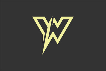 Initial Letter W Lightnig Bolt Logo design, vector illustration