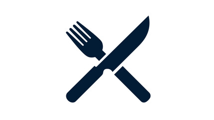 Simple Crossed Fork and Knife Utensils Icon. Symbolizing Dining, Restaurant, Food, Meal, and Culinary Concepts.