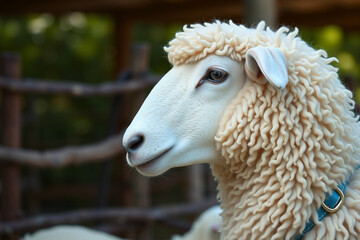 close up of a white sheep