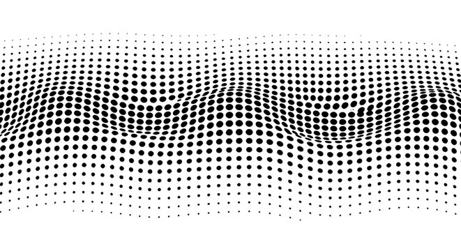 High-resolution abstract seamless vector pattern featuring flowing black dots in a wave-like formation, ideal for digital backgrounds, textures, and modern design projects.