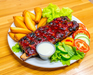 grilled sausages with vegetables