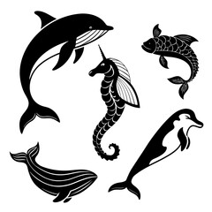 Black and white marine animals © Khaja