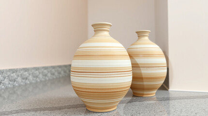 ceramic vase on the wall