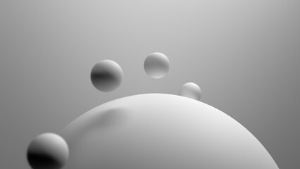 抽象的な白の3D背景。回転する球