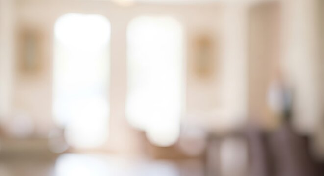 Abstract Blurred Background of Bright Interior Space with Soft Light.