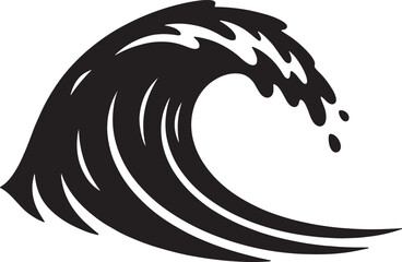 Abstract black ocean wave silhouette for surfing and nautical sea motion design