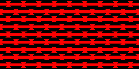Abstract repeating geometric pattern with bold red zigzag shapes on a black background. The seamless design creates a striking, high-contrast visual with a modern and edgy look.