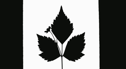 A simple silhouette of a green leaf, with a tiny, stylized flower nestled within it