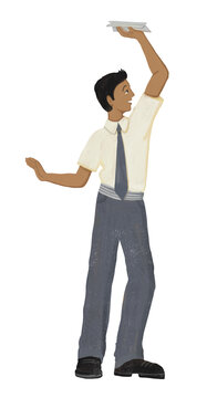 Boy in a uniform playing with a Paper Plane | Stages of Life