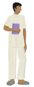 Teenage Boy in White Clothes holding book | Brahmacharya Ashrama | Sadhana | Stages of Life