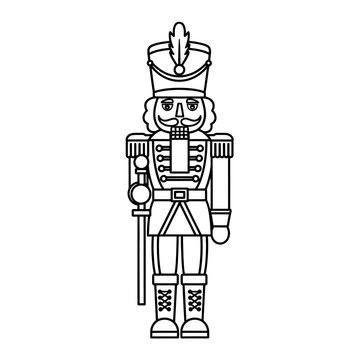 Simple line drawing of a traditional nutcracker soldier figure