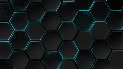 Obraz premium Hexagonal Texture: A modern geometric design composed of dark gray and teal hexagons. This image exudes a sense of sophistication and technological innovation.