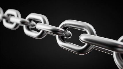 Obraz premium Close-up View of Metallic Chain Links Against a Dark Background Highlighting Strength and Connection in Industrial Design and Security Concepts