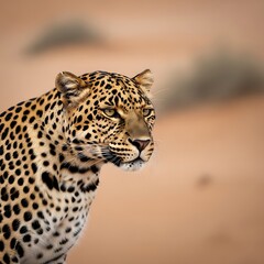 Leopard Closeup Portrait in Natural Habitat.