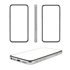 Disassembled smartphone with white background