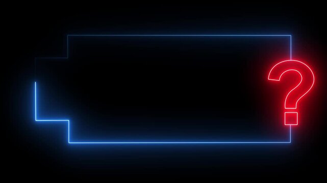 Neon Question Mark Box Frame: Glowing Rectangular Border Animation on Black Background