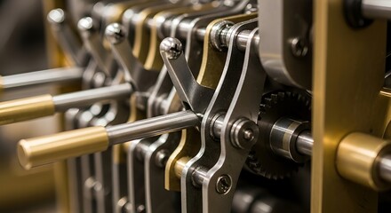 Intricate Mechanical Gears and Levers of an Old Calculating Machine