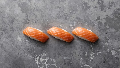 Minimal Sushi Arrangement on Concrete Background with Copy Space