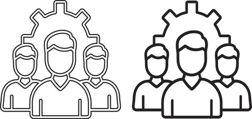 Professional Team Management and Technical Support System Line Icon Vector.