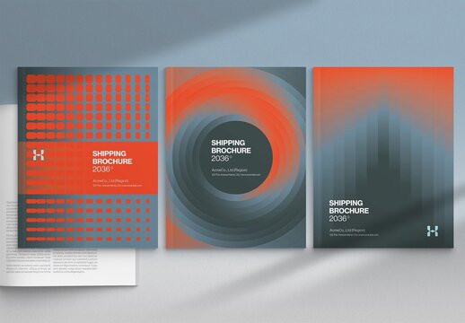 Brochure Cover Template & Front Page Design for Corporate Reports in Abstract Creative Bauhaus Style