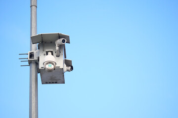 Surveillance camera captures view of urban landscape