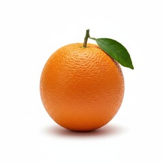 Freshly picked ripe orange with green leaf