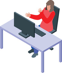 Businesswoman gesturing during a video conference in her office