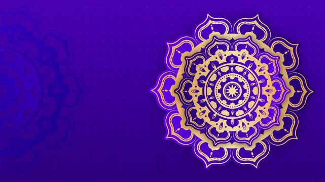 Luxury Islamic mandala motion background featuring a deep purple gradient