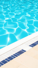 Clear blue water swimming pool tile sunlight reflection summer outdoor relaxation clean refreshing tranquil