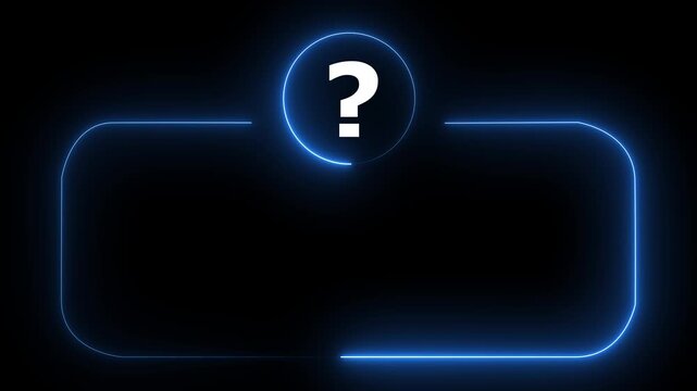 Neon Question Mark Box Frame: Glowing Rectangular Border Animation on Black Background