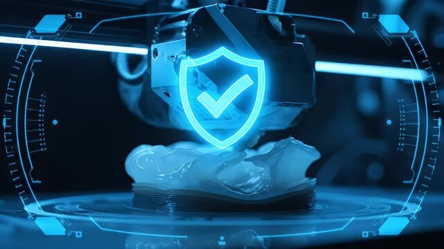 Professional Bio-printing HUD with Blue Holographic Structural Stability Icon
